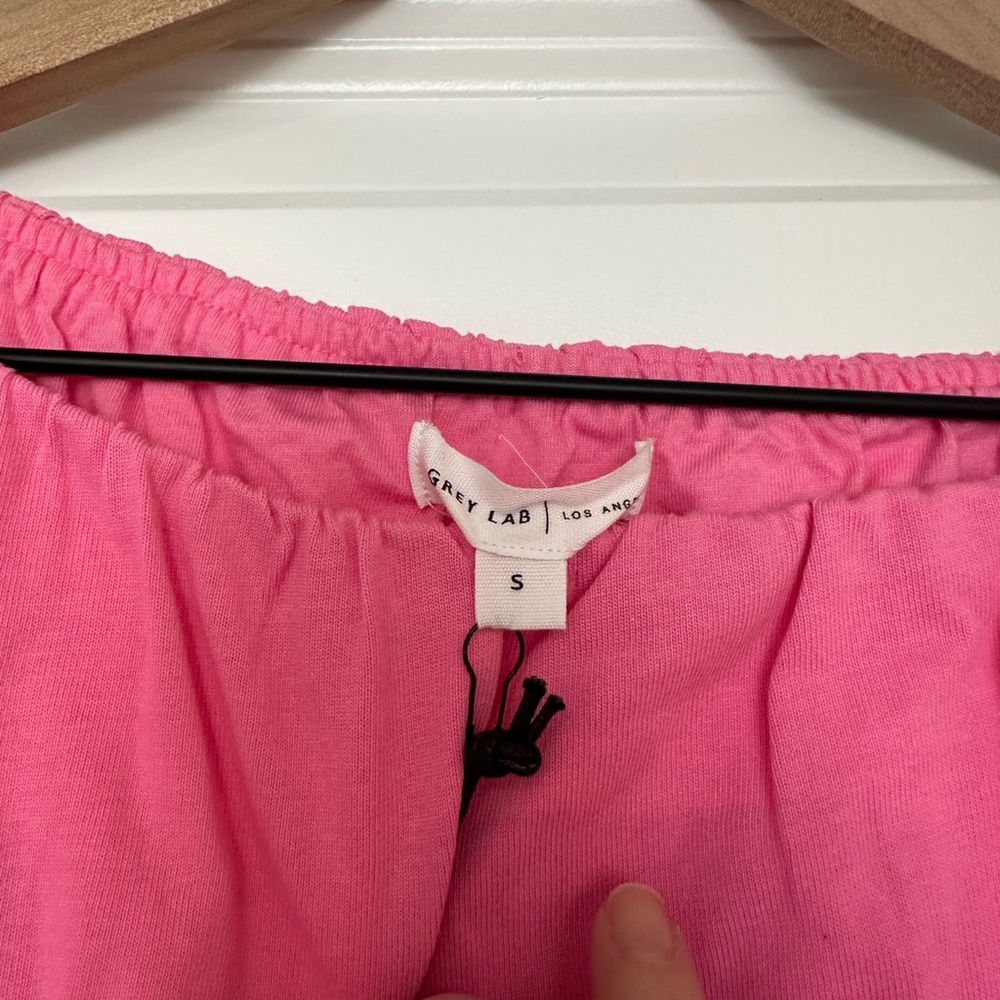 NWT Grey Lab Bubble Hem Hot Pink Crop Top Size S - Picture 6 of 7